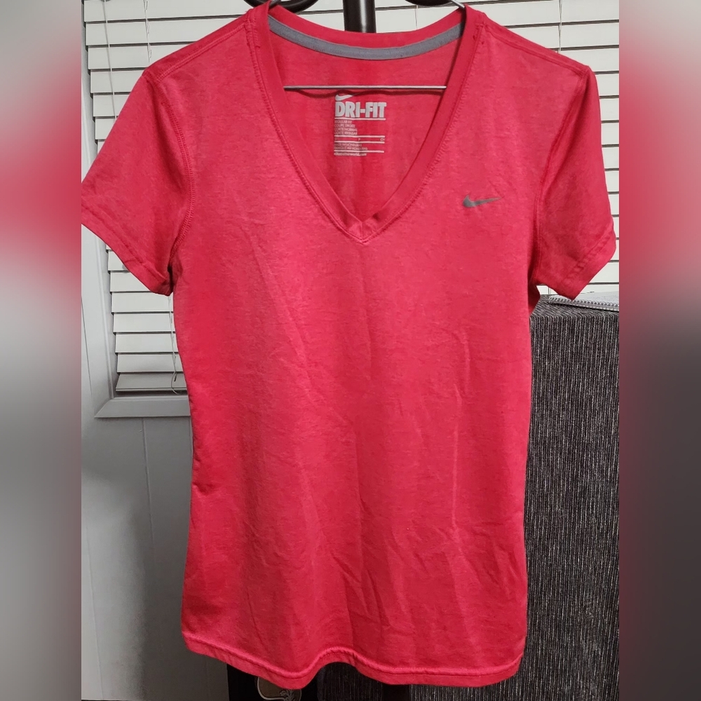 Nike Women's Red V-Neck Dri-FIT Top